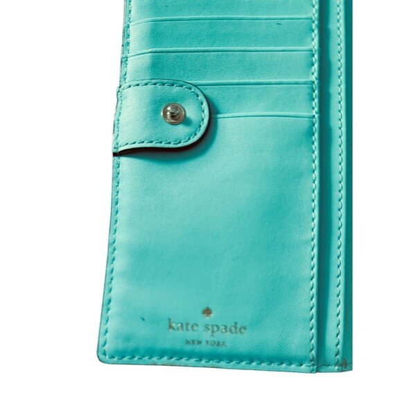 Kate Spade turquoise Large Slim Leather Wallet With Multiple Card Slots & ID Win - Picture 6 of 11